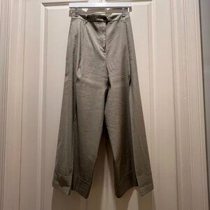 Rag & Bone Olive Linen Blend Wide-Leg Cuffed Pant Size 12
